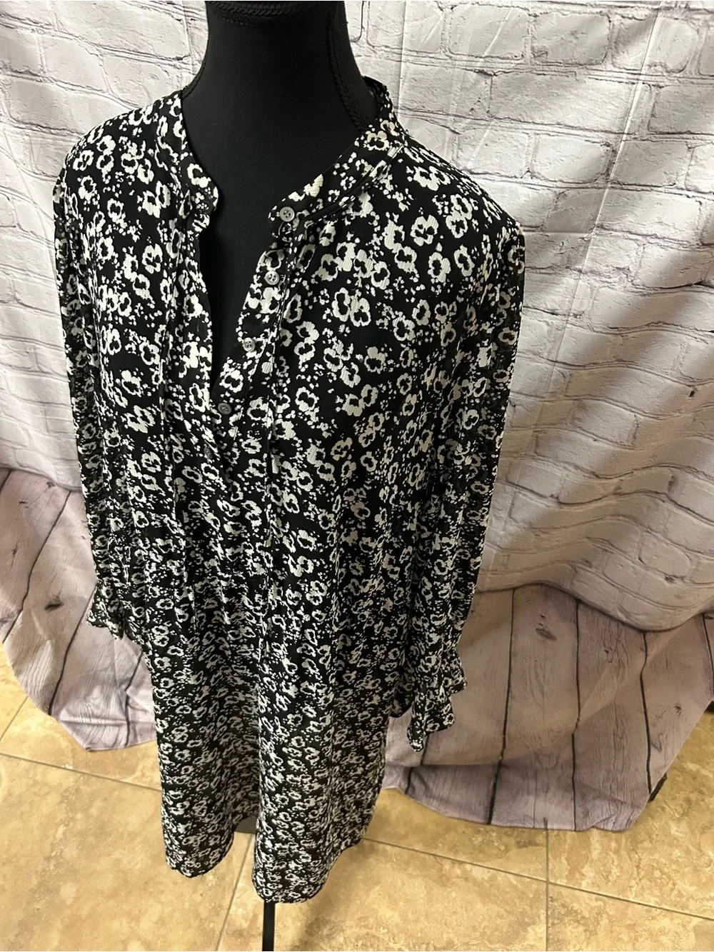 J. Crew Black & White Floral Midi Dress